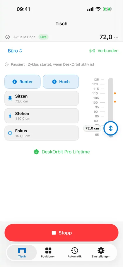 DeskOrbit-Steuerung auf dem iPhone