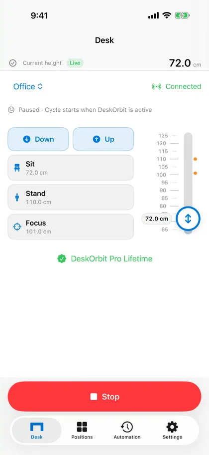 DeskOrbit controls on iPhone