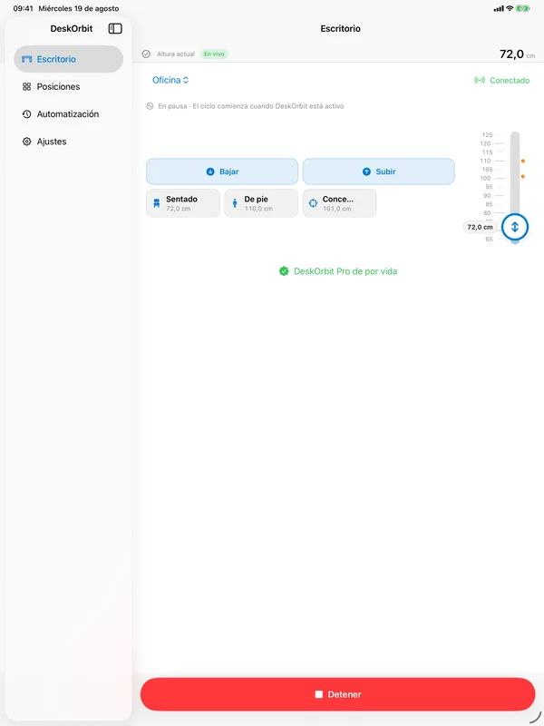 Controles de DeskOrbit en iPad