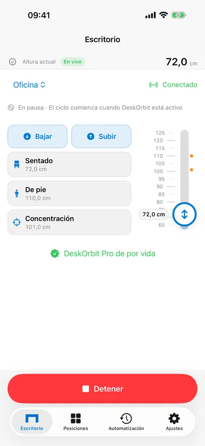 Controles de DeskOrbit en iPhone