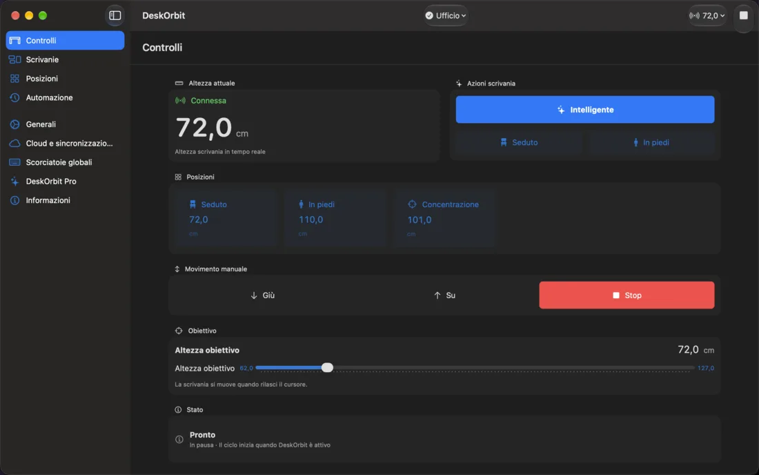 Controlli DeskOrbit su Mac
